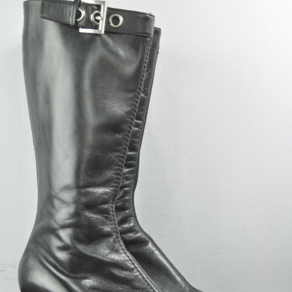 PRADA Black Leather 2" Heel Boots US 6.5 e37